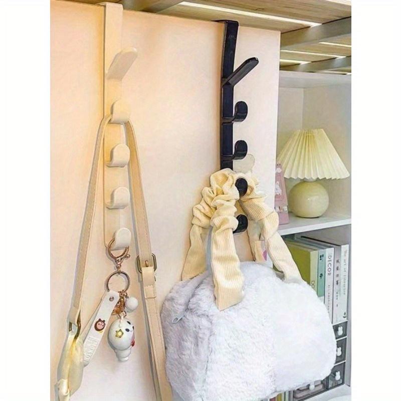 1pc Bedroom Door Hanger Rack Dormitory Wardrobe Hook for Hanging Clothes Bags Hats Wall-Mounted Plastic Storage Organizer
