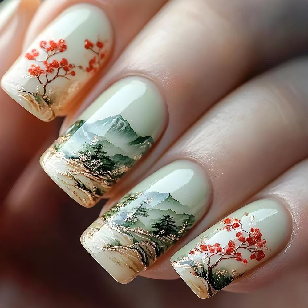 24 Pezzi Unghie Finte French Press Semplici Punte Unghie Design Striscia Amore Unghie Finte Quadrato Corte Donna Acrilico Copertura Completa Nail Art Unghia Finta