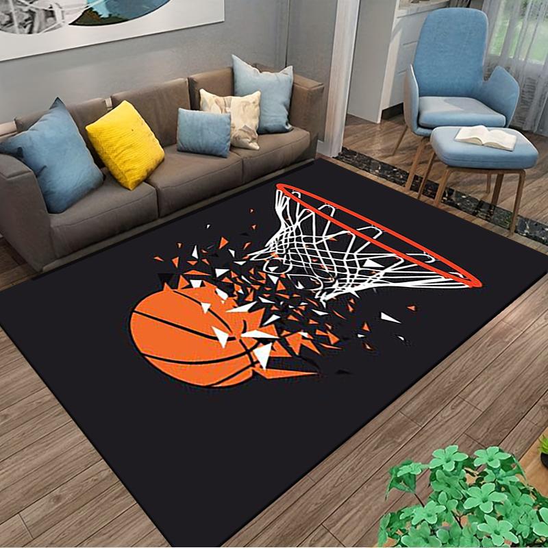 Basketball Hoop and Ball Shatter Design Carpet for Bedroom Decor Suitable for Use As an Anti-slip for Living Room Bedroom Sofas