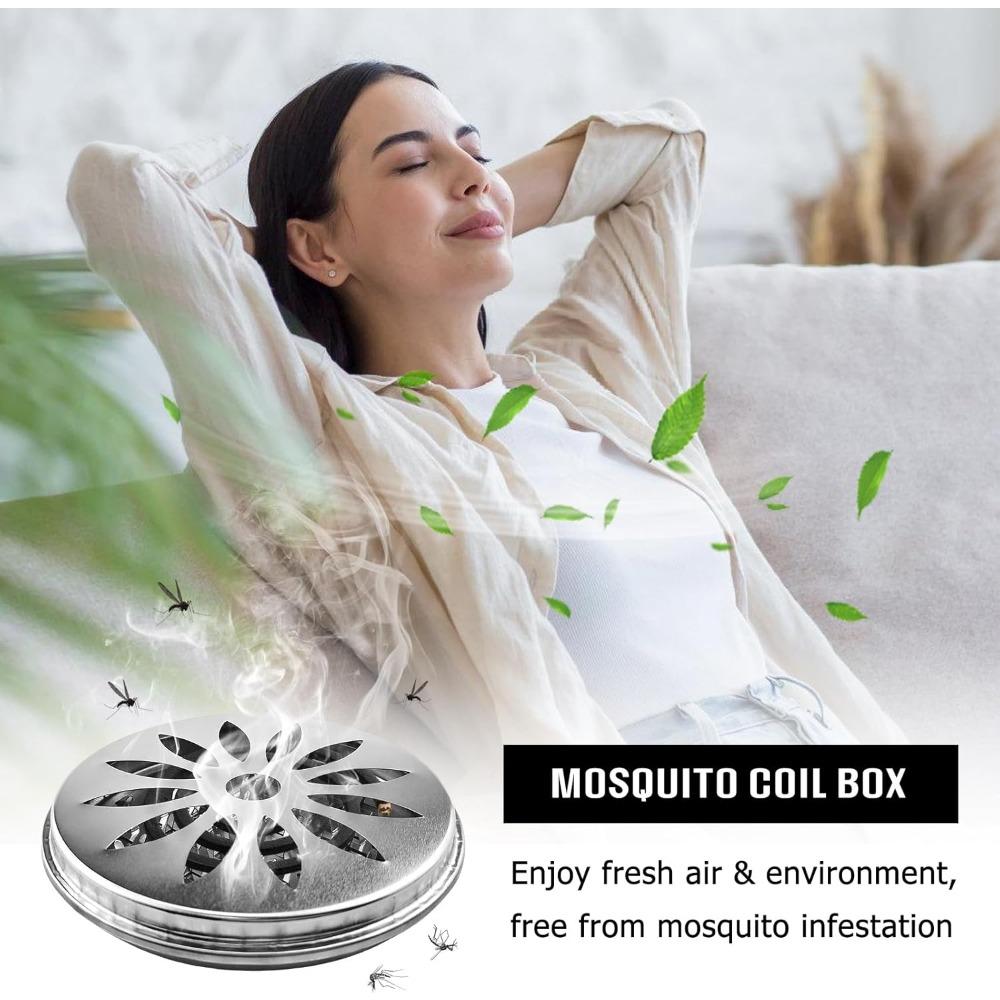 3 Mosquito Coil Brackets, External Mosquito Spiral Door, Stainless Steel Mosquito Spiral Box, Used for Home, Garden, Camping AVE