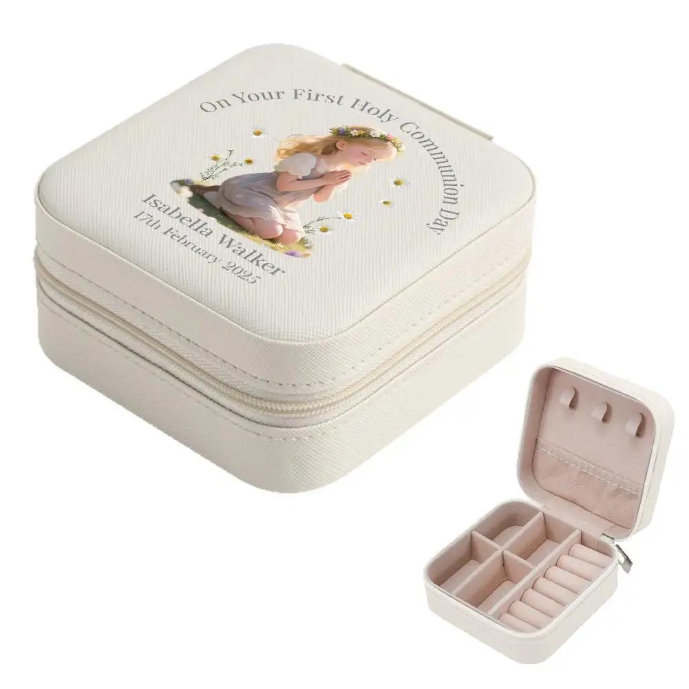 

NEW Personalized Custom Name Jewelry Box Girls First Case Communion Storage Holy Travel Party Boxes Gift Jewellery Necklace C9X2