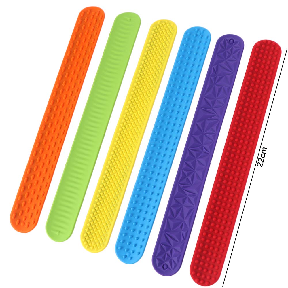 6pcs Surface Silicone Slap Bracelets Wearable Design Childs Slap Band Toy  Kids Birthday Gifts