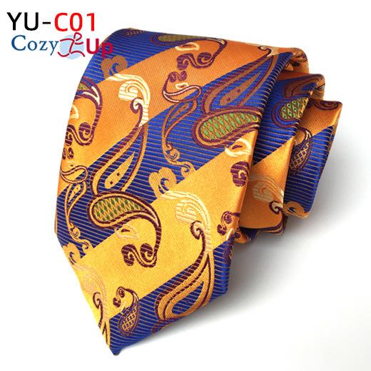 3.15" Fashion Striped PaisleyTie Men Flower Necktie for Wedding