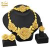 2026 Middle East Gold Wedding Jewelry Set Indian Bridal Necklace Ring Earrings Bracelet Four-piece Set