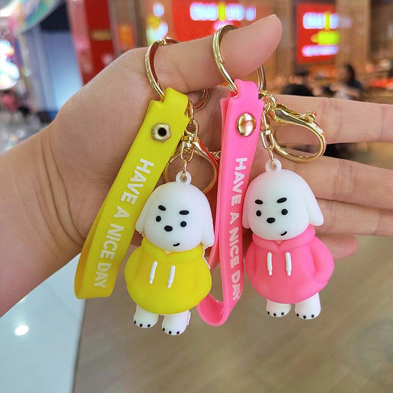 Adorable Hoodie Droopy-eared Dog Keychain Cute Car Key Ring Charming School Bag Accessory Wholesome Gift For Kids Friends