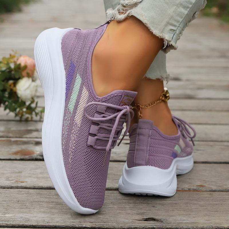 Women's Shoes 2024 New Mesh Women's Vulcanize Shoes Breathable Women Sneakers Mixed Colors Low Heel Lace Up Women's Casual Shoes