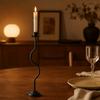Black Taper Candle Holder Wavy Curve Design Metal Candle Holder for Home Decor
