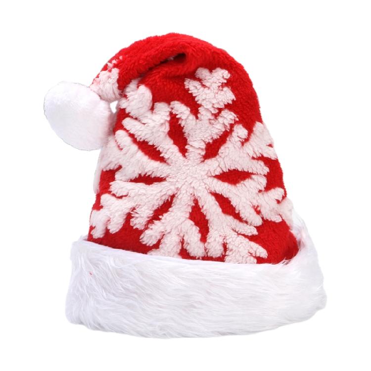 

Red/ Gray Snowflake Christmas Hat Plush Santa Hat Outdoor Sports in Cold Weather 1 красный