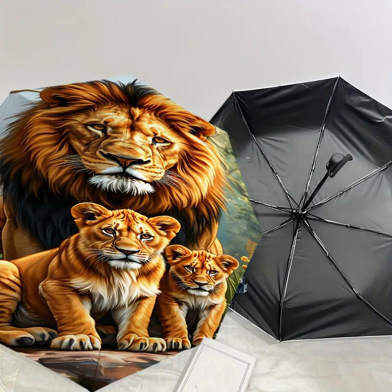 1PC lion cub Automatic Open/Close Umbrella with Windproof, 8-Rib Sturdy Canopy, Durable Ribs, Fashionable Design1235A