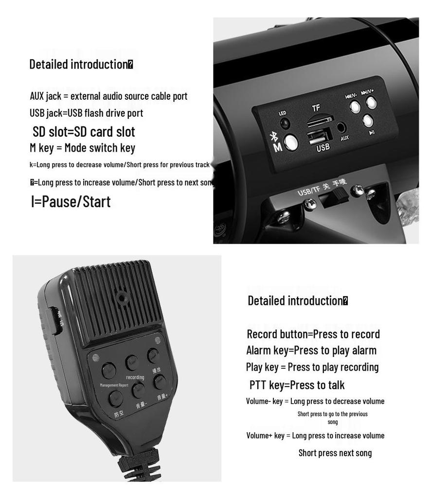 High-Power Bluetooth Megaphone: Thunder King CR-87 - Portable Multifunctional Handheld Amplifier for Outdoor Promotions & Patrols