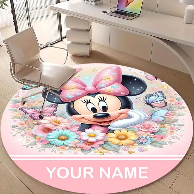 Personalized M-Minnie Round Chair Office Rug - Perfect for Mat, Office Chair & More - Ideal Gift for Birthdays and Holidays