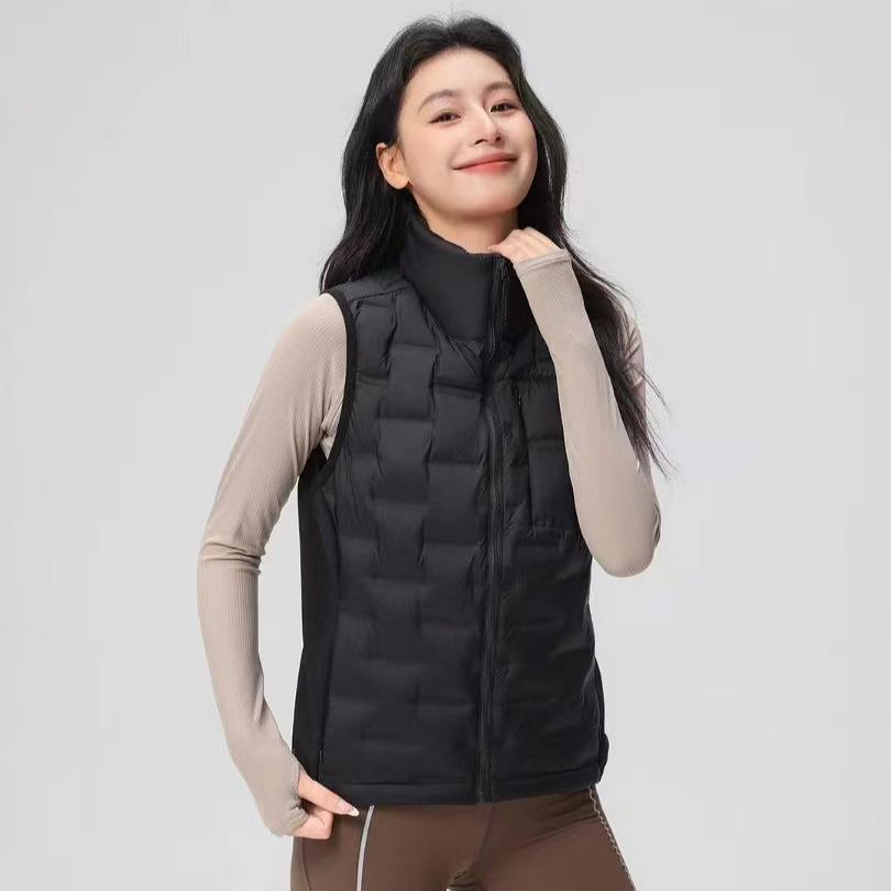 Women s Stand Collar Sleeveless Down Vest Loose Fit Commuter Style Lightweight Puffer Vest S
