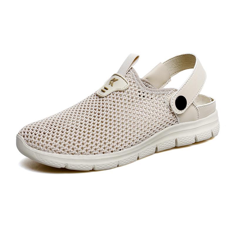 

Summer new bag head sandals couple flying woven mesh breathable lightweight sandals wear flat casual sandals 44