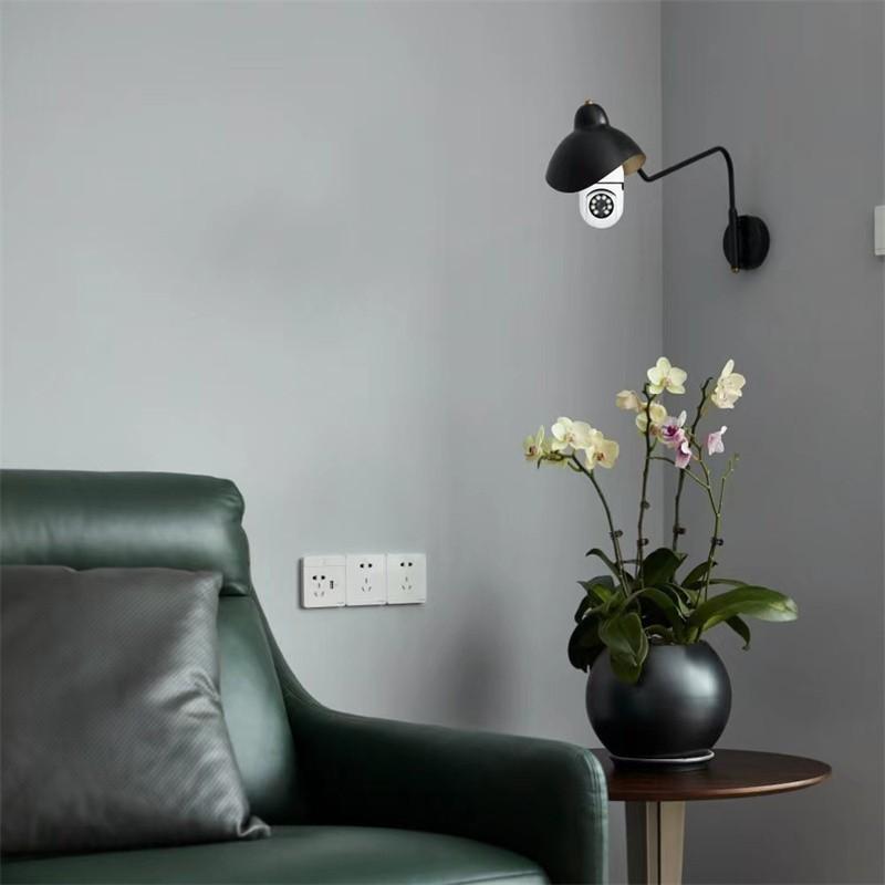 Wifi E27 Lampadina Telecamera di sorveglianza Visione notturna a colori Monitoraggio umano automatico Zoom digitale 4X Videocamera per monitor di sicurezza