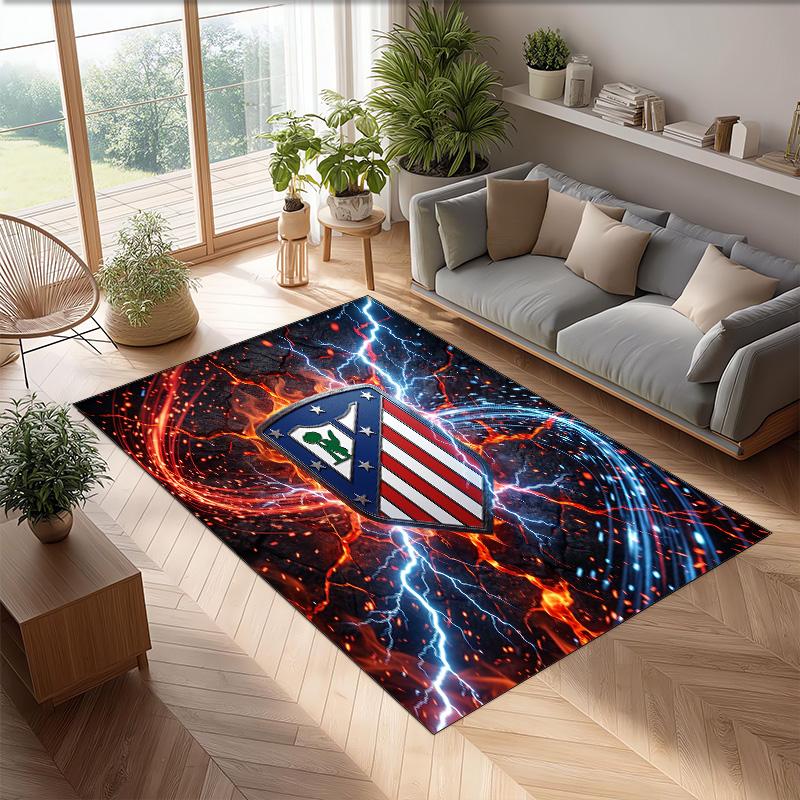 Atletico Madrid Printed Flannel Area Rug Non Slip Soft Polyester Floor Carpet Indoor Decor Mat for Bedroom Living Room Sofa Game Room Home Decoration