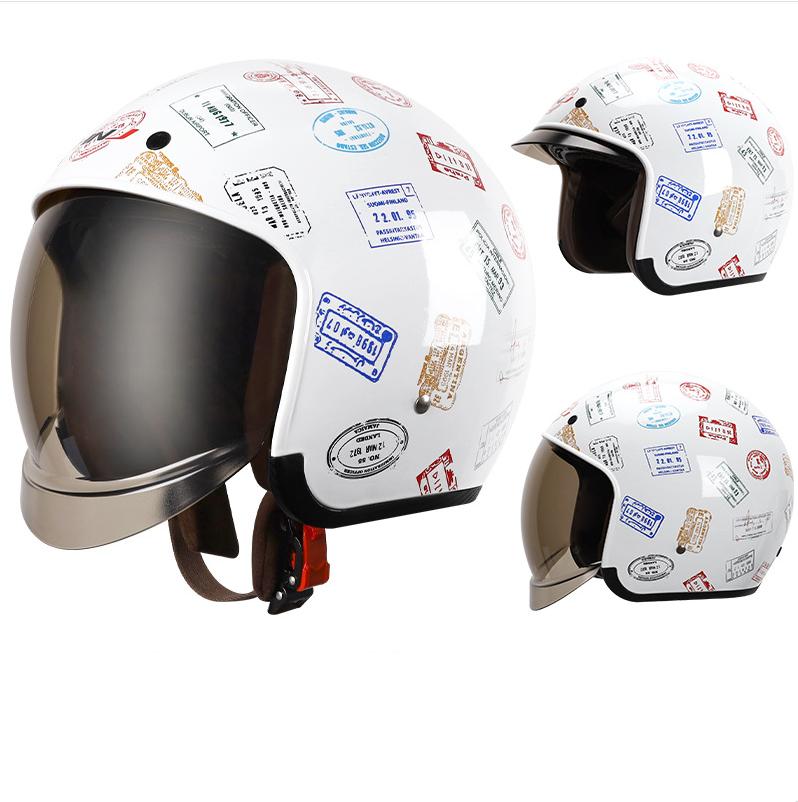 HNJ Harley Retro Electric Car Helmet Battery Men's Women's Half