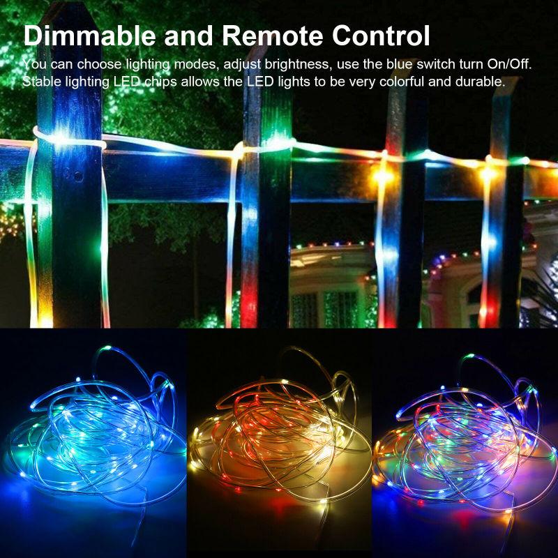 33ft/10m Led String Light 8 Modes Dimmable Waterproof Multi-color Outdoor Rope Strip Light With Remote Control