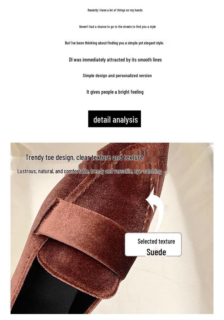 2025 Korean Style Pointed Toe Square Heel Slip-on Women's Fashion Flats
