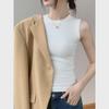 Women's Round Neck White Camisole - Autumn/Winter Tight-Fit, Sleeveless, Brushed Inner Wear To Cover Side Fat