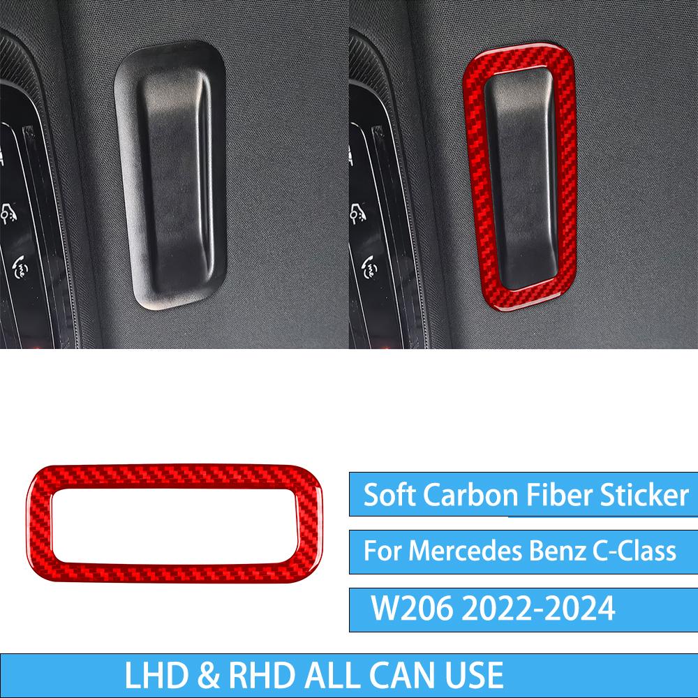 For Mercedes Benz C-Class W206 -2024 Auto Door Trim Seat Adjustment Red Carbon Fiber Decorative Car Accessory Sticker