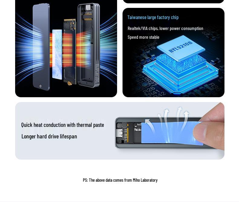 M.2 NVMe/SATA SSD Enclosure, CNC Aluminum Alloy [Non-Extruded]