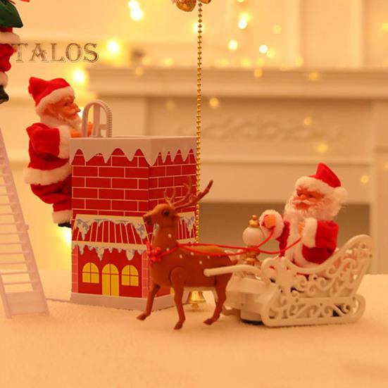 Weihnachtsmann mit Musikalischer Puppe, Weihnachtsmann, Kletterleiter, Perlen, Hängedekoration, elektrisches Kinderspielzeug für Weihnachtsbaum, Hochzeitsfeier