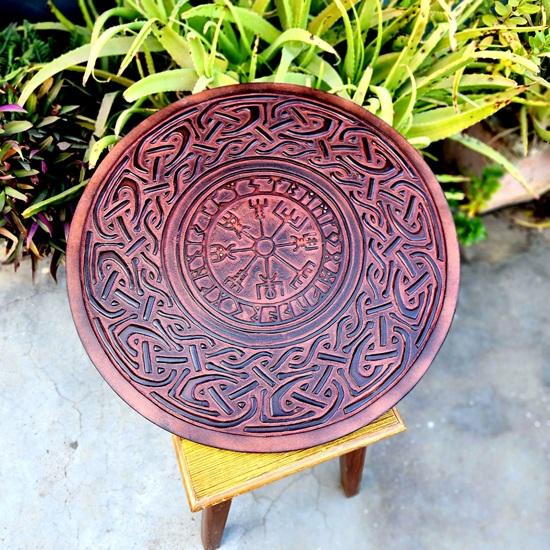 Viking Vegvisir Shield Engraved Wooden, Celtic Design 60.96 Cm Wall Decor Home Office Decor Christmas Wedding Anniversary Gift