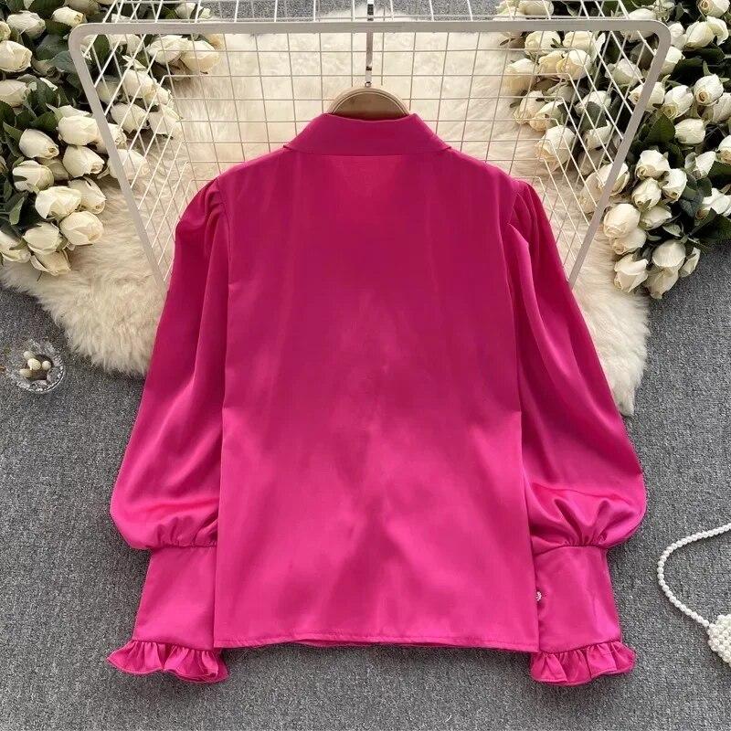 Autumn Long Sleeve Blouse Sweet Ruffles Tops Luxury Style Long Sleeve Shirt Elegant Women Casual Shirts Loose Clothes 29922