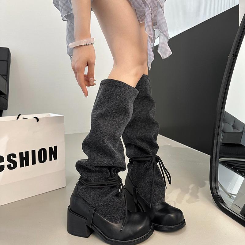 Walled Denim Boots for Women, New Autumn and Winter Thick Heel High-Heeled Boots with Straps, Slimming and Stacking Boots