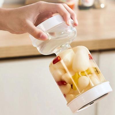 Şeffaf Turşu Kavanozu Sızdırmaz Hava Geçirmez Kimchi Kuru Islak Ayırma Tankı Kum Saati Tasarımı Çatallı Ev Mutfak Turşu Zeytin Salatalık Kabı
