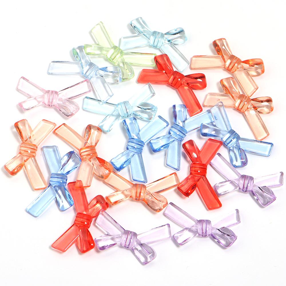 

20pcs/lot Bow Acrylic Beads Mix Color Loose Charm Bead for Jewelry Making Accessories DIY Earrings Keychain Beaded Material