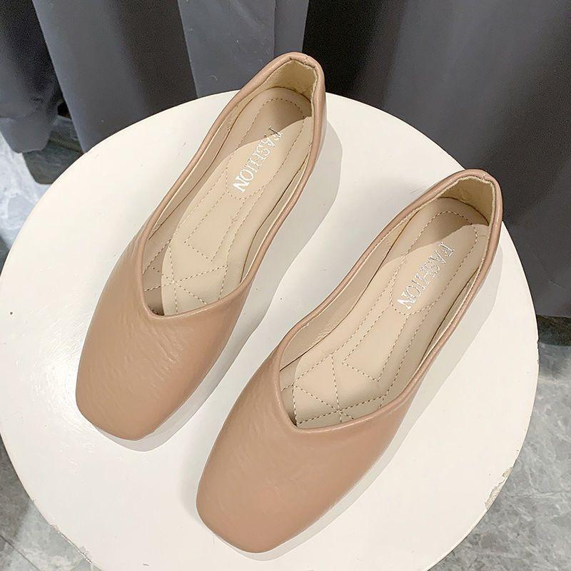 Doudou Schuhe mit eckiger Spitze Damen 2025 Frühling und Sommer neue bequeme Einzel Schuhe flache Sohle weiche Sohle rutschfest bequem flacher Ausschnitt schwanger