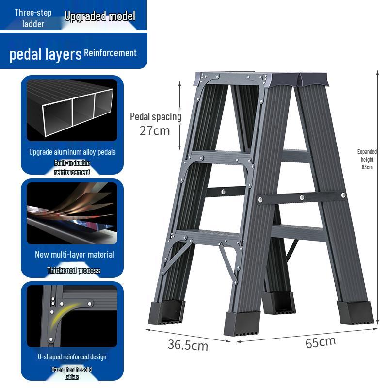 Aluminum Alloy Folding Telescopic A-Frame Ladder - Widened & Thickened, Lightweight, Double-Sided for Indoor Use