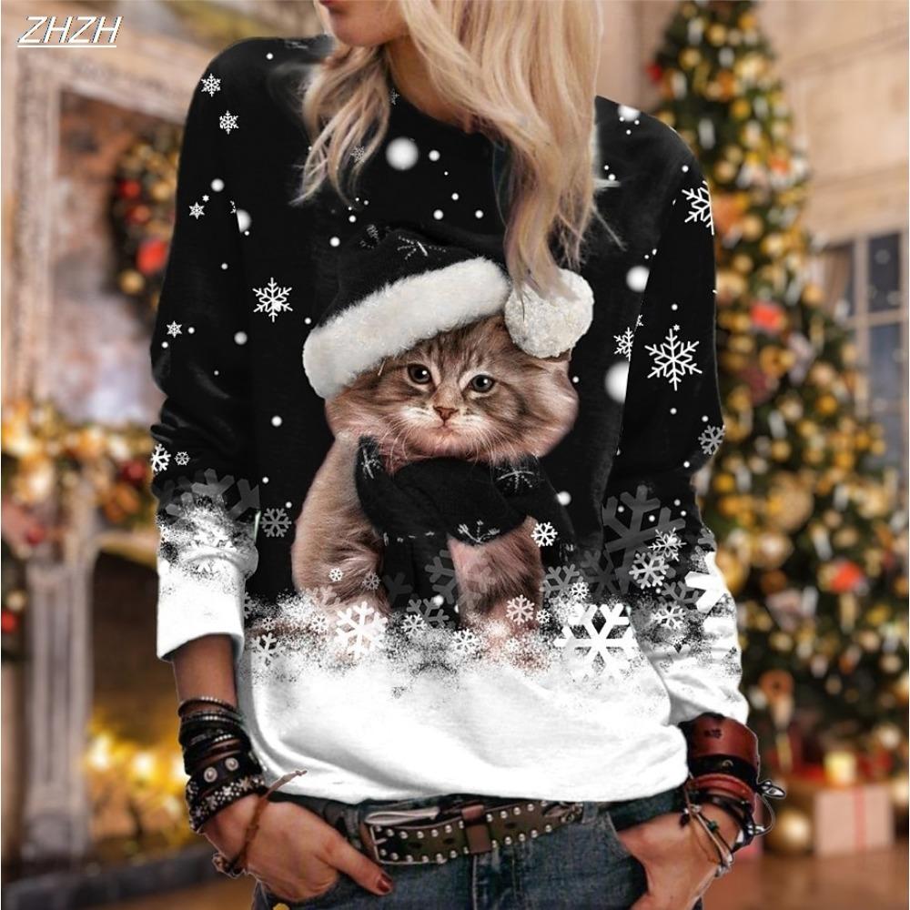 Women's Christmas Snowman Print Hoodie, Festive Pullover Sweatshirt, Long Sleeve Casual Wear Fall Winter Holiday Style