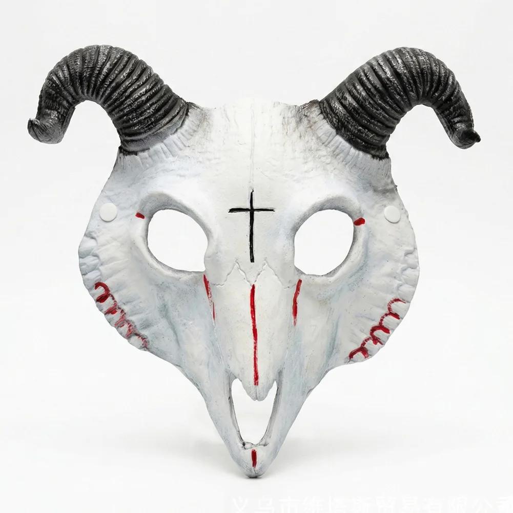 Maschera Creativa Integrale di Capra con Corna Festa Festival Cosplay Accessori Costume Halloween Teschio di Pecora Maschera con Corna di Ariete