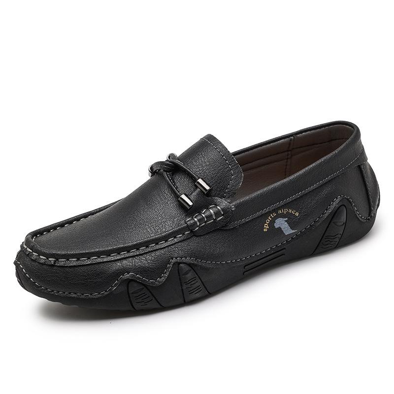 Men's Outdoor Casual Shoes Autumn Retro Foot-fitting Lazy Shoes Low-top Round Head One-pedal Fashionable Men's Leather Shoes