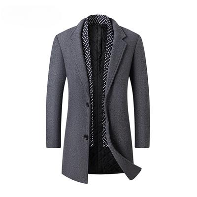 Cappotto di Lana da Uomo Autunnale e Invernale da Lavoro, Sciarpa Staccabile alla Moda