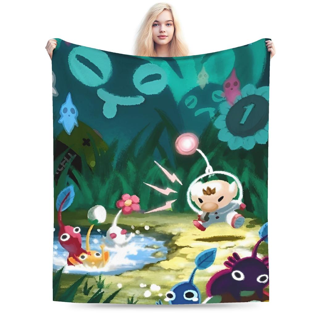 Funny Pikmin Game Plush Blanket Students Flannel Bedding Throws For Home Decor Super Warm Custom Quality Bedspread Gift Idea