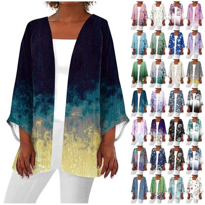 Damen-Strickjacke, lässig, modisch, Retro-Druck, leicht, mittellang