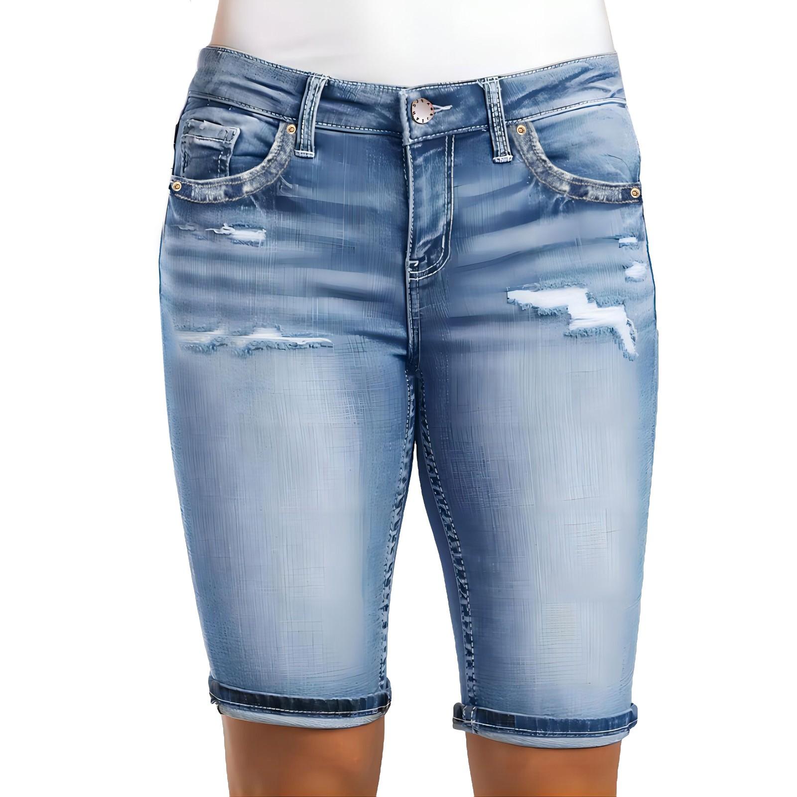 

Women s Denim Classic Versatile High Waist Fashionable Shorts XL синій