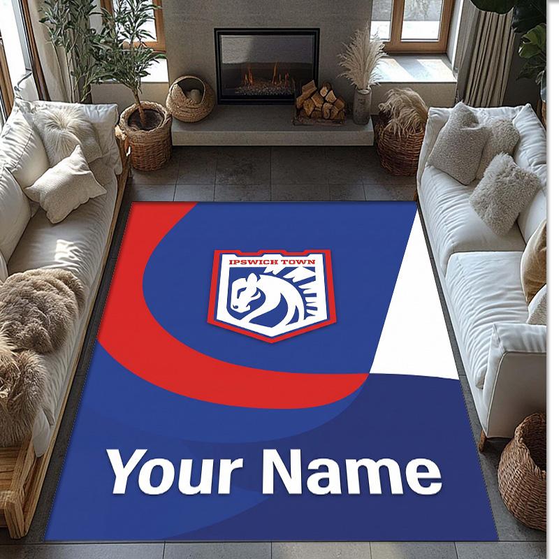 Ipswich Town Printed Crystal Velvet Rug Non‑Slip Crystal Velvet Carpet For Sofa Bedroom Indoor Home Decoration