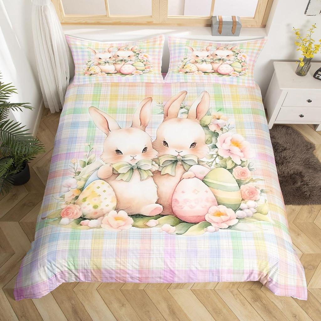 Rabbit Duvet Covers For Children Boys Girls Kawaii Animal Comforter Covers With 2 Pillowcases 3 Pcs Bedding Sets Queen King Size