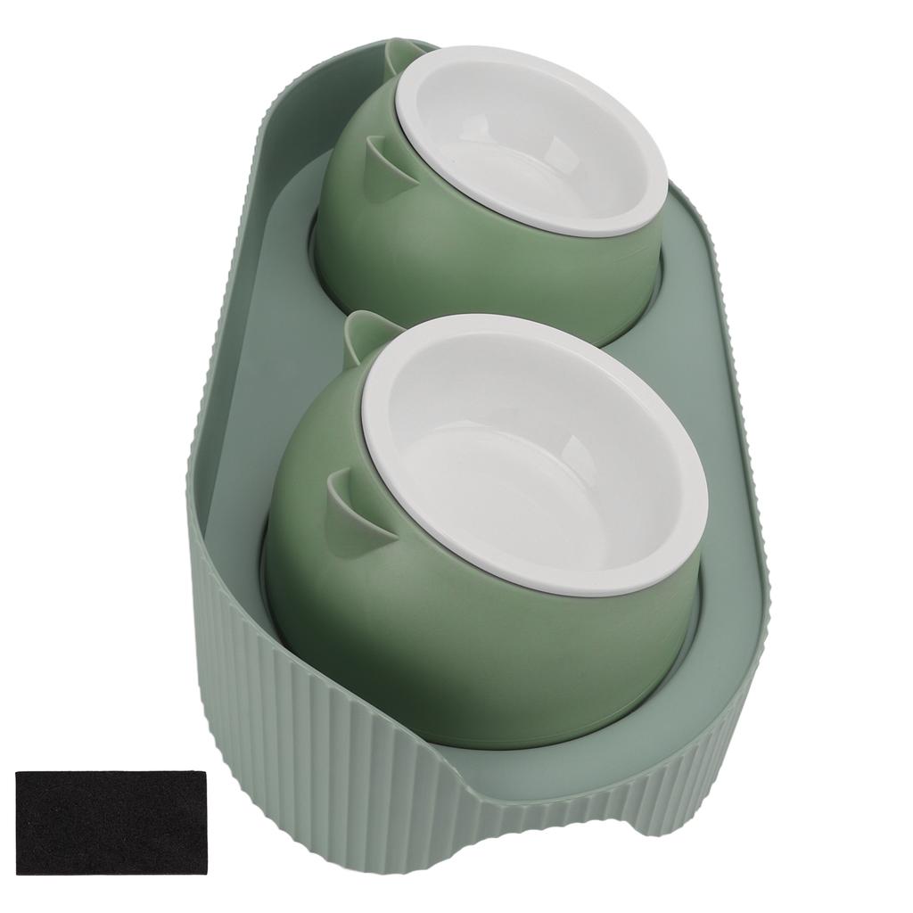 Ceramic Pet Bowl Set Food Grade Anti Splash Double Food Water Bowls for Cats Dogs Kittens and