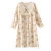 Lace collar nightdress women's spring and autumn summer long-sleeved pure cotton gauze thin sweet princess style home dress can be worn outside