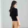CARBAMMI Women's Ice Silk Knit Short-Sleeve Cropped Polo T-Shirt