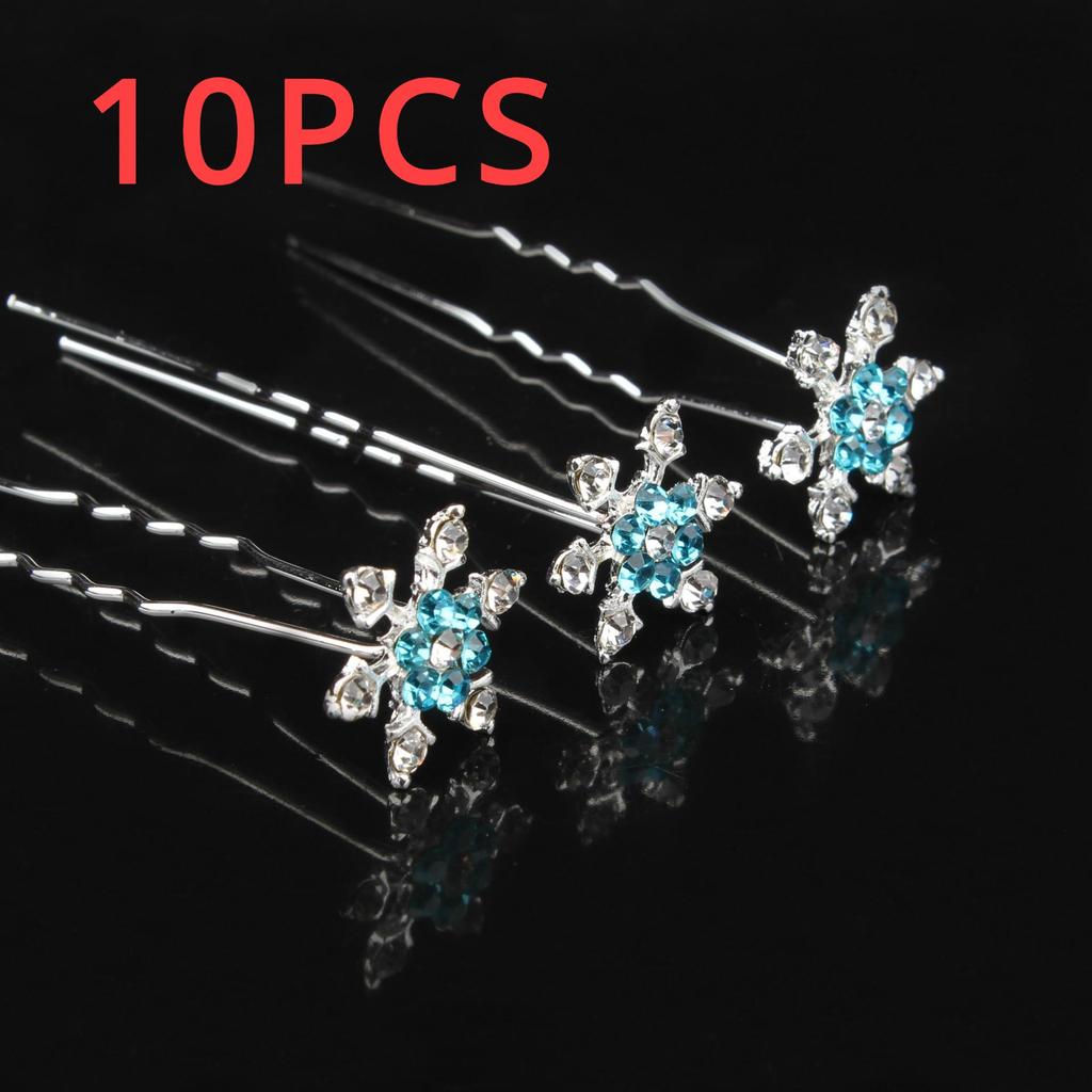3 Stück/10 Stück Hochzeitsparty Brautjungfer Haarschmuck Braut Silber Blau Kristall Spirale Haarnadel Clip Schneeflocke Accessoire
