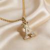Fashion Cubic Zirconia Crown Letter Pendant Necklace Gold Hip Hop Punk Alphabet Jewelry