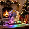 Wooden Hanging Ornaments Christmas Tabletop Glowing Ornament, 3D Tree Decoration with Decorative Crafts Warm Light, Festive Holiday Centerpiece