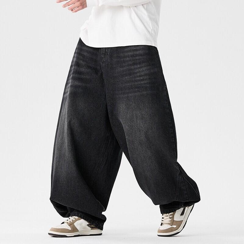 Herren Frühlings Übergröße Entspannte Passform Jeans Mittlere Leibhöhe Used Gerades Bein Hosen