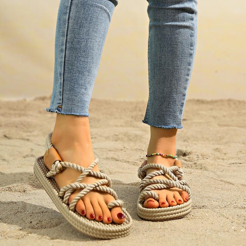 Fashion 2025 NEW Women Flats Open Toe Sandals Comfortable Casual Shoes Soft Sole Breathable Sandals Women'S Beach Sandals